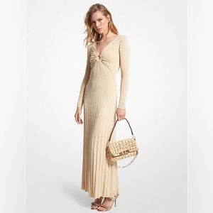 MICHAEL MICHAEL KORS Metallic Stretch Knit Ring Maxi Dress New with tags $425